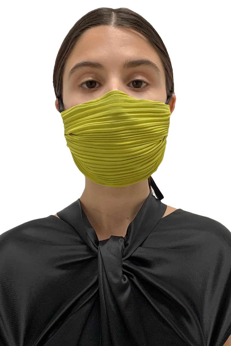 Chartreuse Pleated Face Mask Masks Atelier UNTTLD